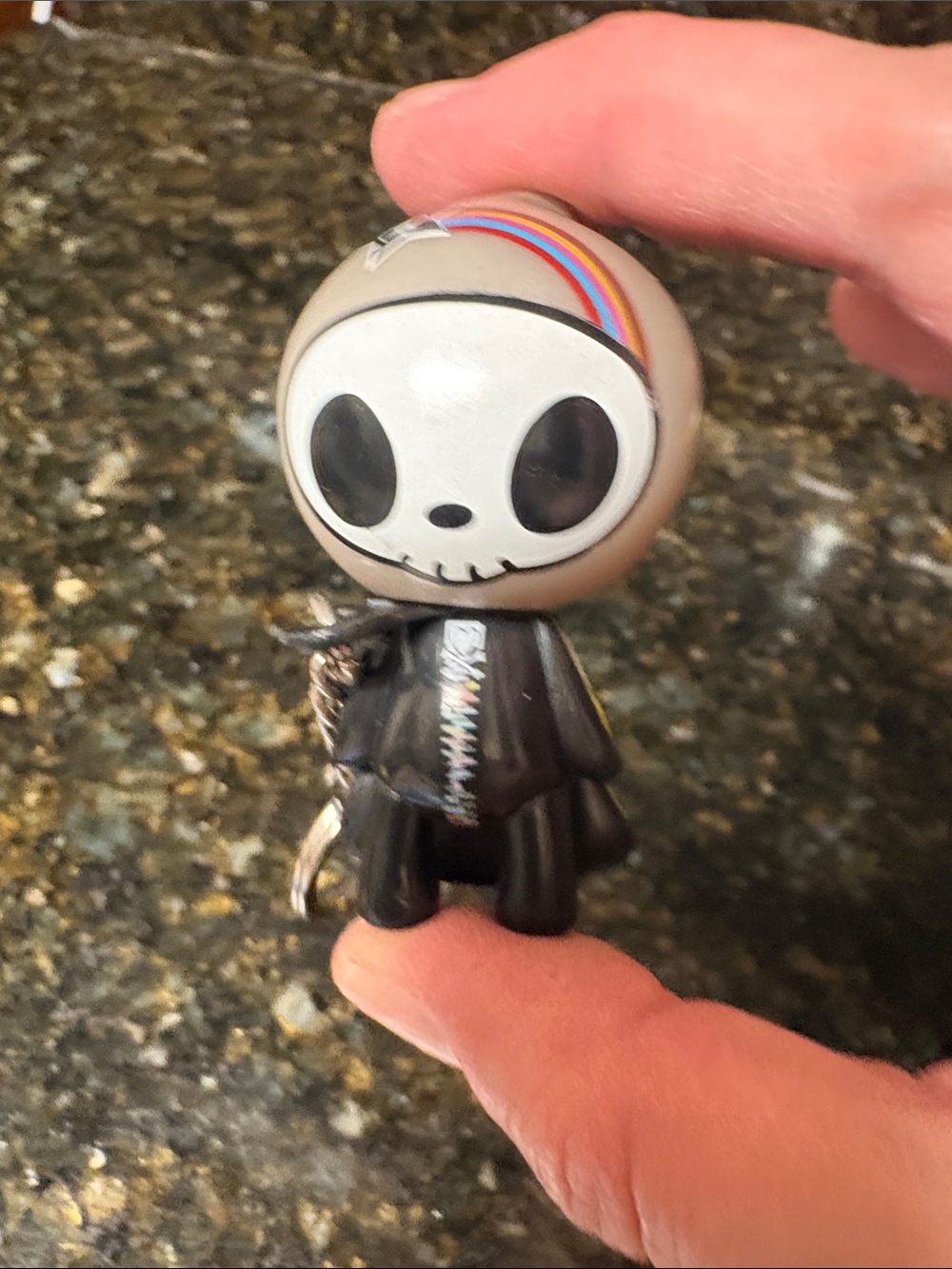 tokidoki Black and White Skull Keychain with Rainbow Accent - Picture 2 of 7